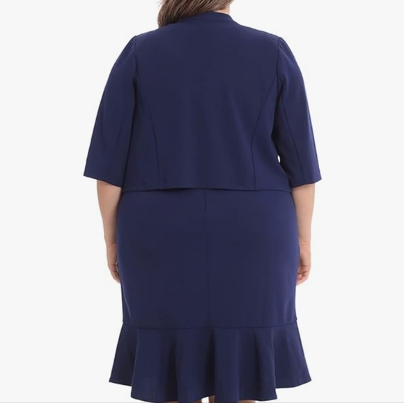 NWT! London Times Navy Polished Hem Sheath Dress with Jacket - Picture 2 of 12